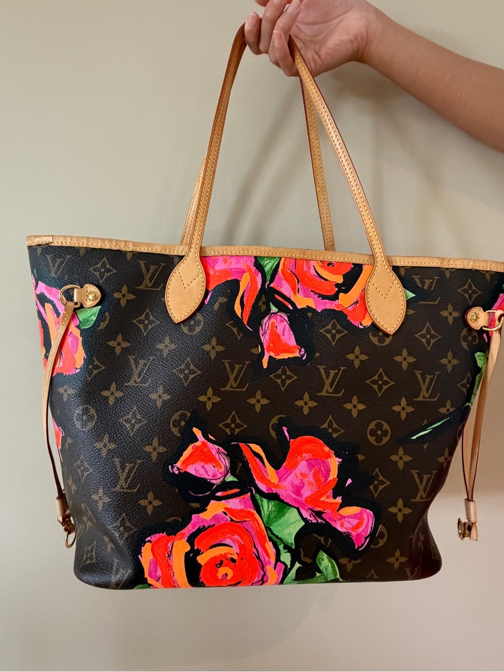 Louis Vuitton Monogram Floral Neverfull Tote - Brown, Pink & Orange - Picture 2 of 9